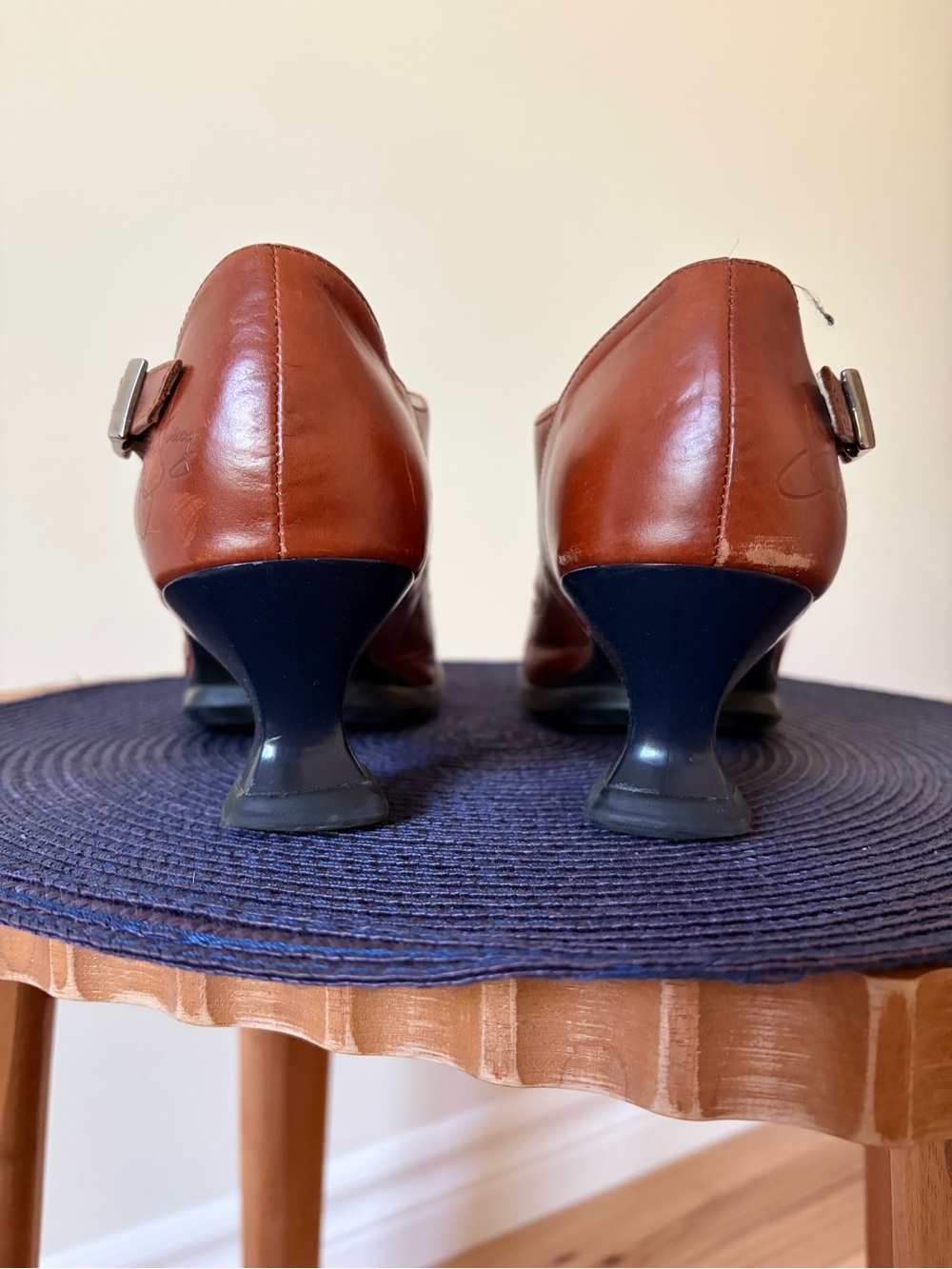 John Fluevog Cognac Leather Mary Jane Heels - Picture 6 of 9